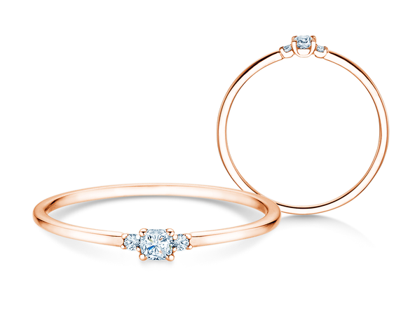 Engagement ring Vivid Petite Cushion Cut in 14K rosé gold with diamonds 0.10ct G/SI