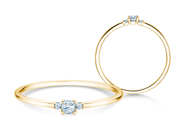 Engagement ring Vivid Petite Cushion Cut in 18K yellow gold with diamonds 0.10ct G/SI