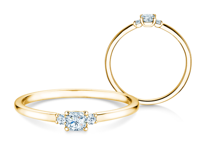 Engagement ring Vivid Petite Cushion Cut in 14K yellow gold with diamonds 0.20ct G/SI