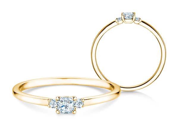 Engagement ring Vivid Petite Cushion Cut in 14K yellow gold with diamonds 0.20ct G/SI
