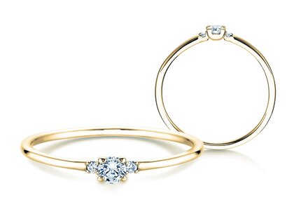 Engagement ring Vivid Petite Diamond in 14K yellow gold with diamonds 0.10ct G/SI
