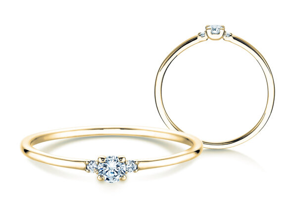 Engagement ring Vivid Petite Diamond in 14K yellow gold with diamonds 0.10ct G/SI