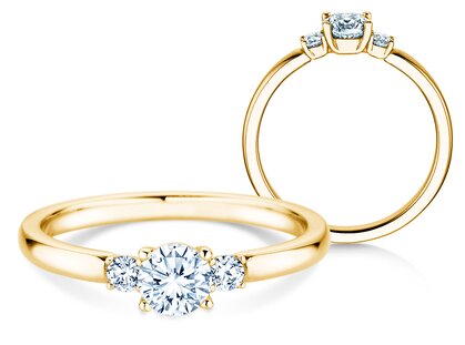 Engagement ring  in 9K yellow gold with lab-grown diamonds 0.40ct E/VS