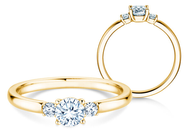 Engagement ring  in 9K yellow gold with lab-grown diamonds 0.40ct E/VS
