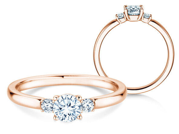 Engagement ring Vivid Petite Diamond in 18K rosé gold with lab-grown diamonds 0.40ct E/VS