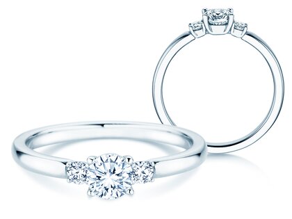 Engagement ring  in 9K white gold with lab-grown diamonds 0.40ct E/VS