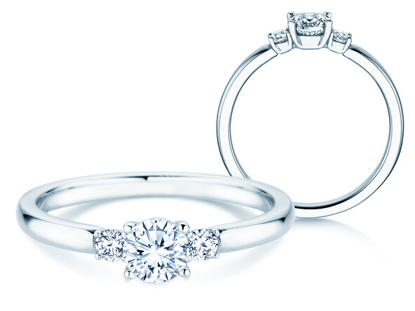 Engagement ring  in 9K white gold with lab-grown diamonds 0.40ct E/VS