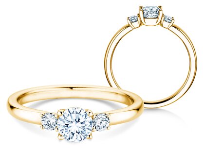 Engagement ring Vivid Petite Diamond in 18K yellow gold with diamonds 0.50ct G/SI