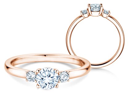 Engagement ring  in 9K rosé gold with diamonds 0.50ct G/SI