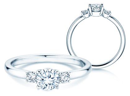 Engagement ring  in 9K white gold with diamonds 0.50ct G/SI
