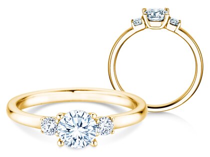 Engagement ring Vivid Petite Diamond in 18K yellow gold with lab-grown diamonds 0.60ct E/VS