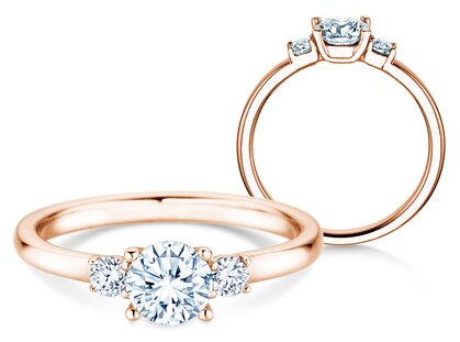 Engagement ring  in 9K rosé gold with diamonds 0.60ct G/SI