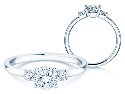 Engagement ring Vivid Petite Diamond in 18K white gold with lab-grown diamonds 0.60ct E/VS