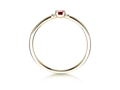 Engagement ring Vivid Petite in 14K yellow gold with ruby 0.08ct and diamonds 0.02ct