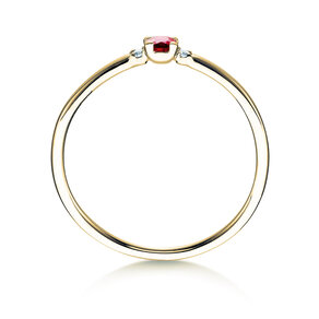 Engagement ring Vivid Petite in 14K yellow gold with ruby 0.08ct and diamonds 0.02ct