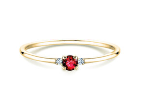 Engagement ring Vivid Petite in 14K yellow gold with ruby 0.08ct and diamonds 0.02ct