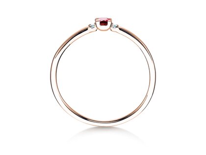 Engagement ring  in 9K rosé gold with ruby 0.08ct and diamonds 0.02ct