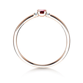 Engagement ring  in 9K rosé gold with ruby 0.08ct and diamonds 0.02ct