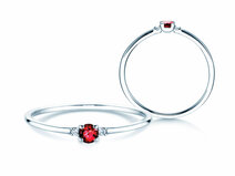 Engagement ring Vivid Petite in 14K white gold with ruby 0.08ct and diamonds 0.02ct