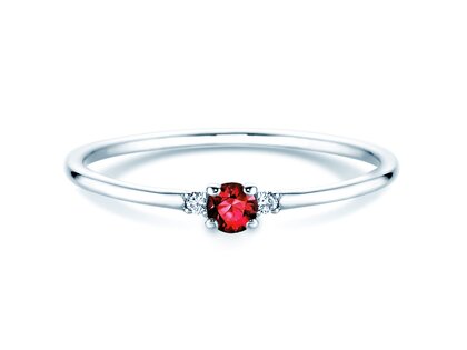 Engagement ring Vivid Petite in platinum 950/- with ruby 0.08ct and diamonds 0.02ct