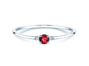 Engagement ring Vivid Petite in platinum 950/- with ruby 0.08ct and diamonds 0.02ct