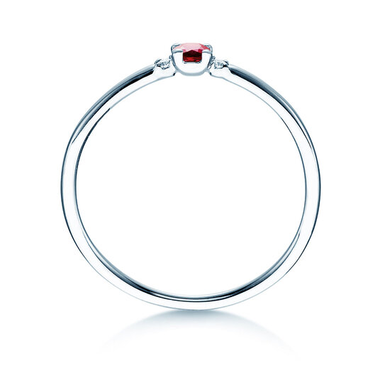 Engagement ring Vivid Petite in platinum 950/- with ruby 0.08ct and diamonds 0.02ct