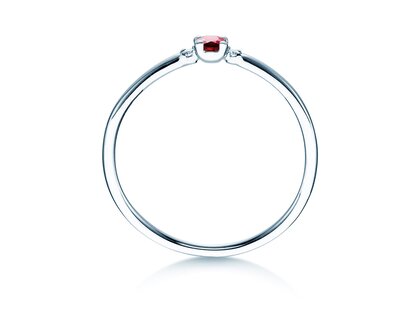 Engagement ring Vivid Petite in platinum 950/- with ruby 0.08ct and diamonds 0.02ct