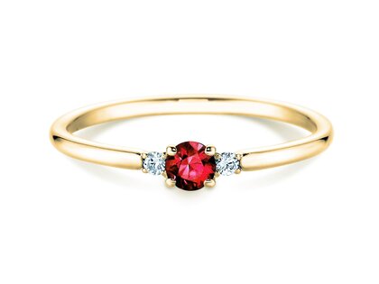 Engagement ring Vivid Petite in 14K yellow gold with ruby 0.16ct and diamonds 0.04ct