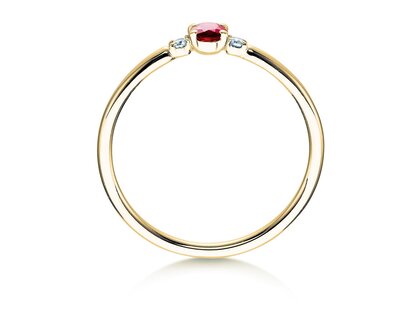 Engagement ring Vivid Petite in 14K yellow gold with ruby 0.16ct and diamonds 0.04ct