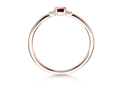 Engagement ring Vivid Petite in 14K rosé gold with ruby 0.16ct and diamonds 0.04ct
