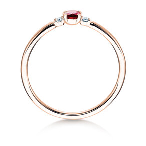 Engagement ring Vivid Petite in 14K rosé gold with ruby 0.16ct and diamonds 0.04ct