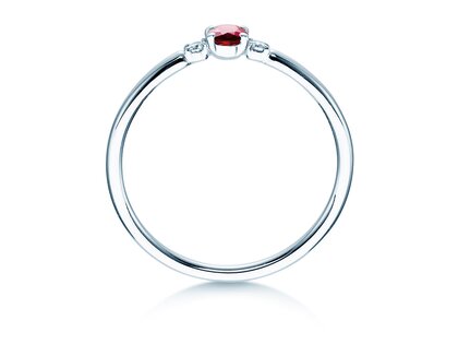 Engagement ring Vivid Petite in 14K white gold with ruby 0.16ct and diamonds 0.04ct