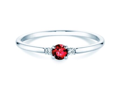 Engagement ring Vivid Petite in 14K white gold with ruby 0.16ct and diamonds 0.04ct