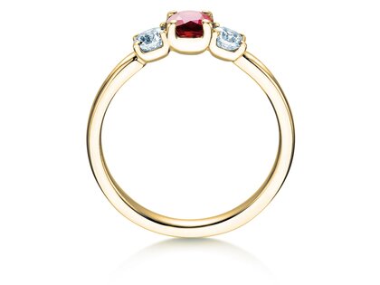 Engagement ring  in 9K yellow gold with ruby 0.30ct and diamonds 0.30ct