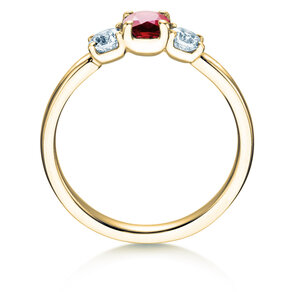 Engagement ring  in 9K yellow gold with ruby 0.30ct and diamonds 0.30ct
