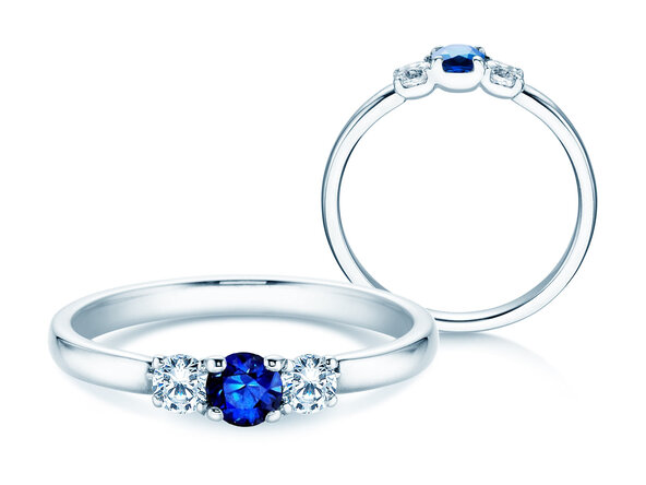Engagement ring Vivid Petite in 14K white gold with sapphire 0.20ct and diamonds 0.20ct