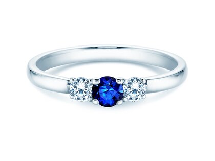 Engagement ring Vivid Petite in 14K white gold with sapphire 0.20ct and diamonds 0.20ct