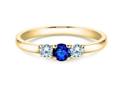 Engagement ring Vivid Petite in 14K yellow gold with sapphire 0.20ct and diamonds 0.20ct
