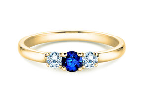 Engagement ring Vivid Petite in 14K yellow gold with sapphire 0.20ct and diamonds 0.20ct