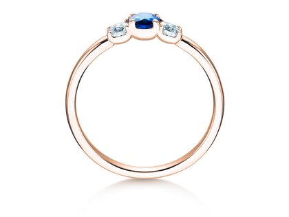 Engagement ring Vivid Petite in 14K rosé gold with sapphire 0.20ct and diamonds 0.20ct