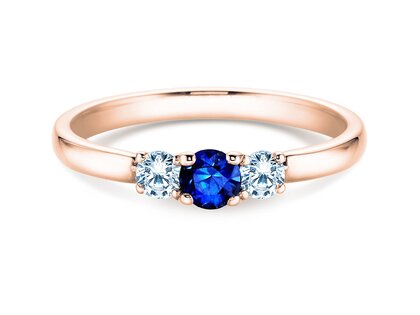 Engagement ring Vivid Petite in 14K rosé gold with sapphire 0.20ct and diamonds 0.20ct