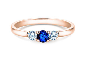 Engagement ring Vivid Petite in 14K rosé gold with sapphire 0.20ct and diamonds 0.20ct