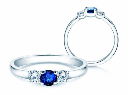 Engagement ring Vivid Petite in platinum 950/- with sapphire 0.25ct and diamonds 0.25ct