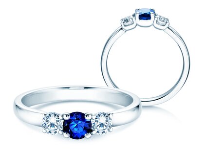 Engagement ring Vivid Petite in 18K white gold with sapphire 0.30ct and diamonds 0.30ct