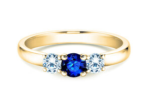 Engagement ring Vivid Petite in 18K yellow gold with sapphire 0.30ct and diamonds 0.30ct