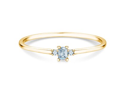Engagement ring Vivid Petite Emerald Cut in 14K yellow gold with diamonds 0.10ct G/VS