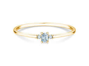 Engagement ring Vivid Petite Emerald Cut in 14K yellow gold with diamonds 0.10ct G/VS