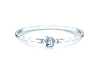 Engagement ring Vivid Petite Emerald Cut in 14K white gold with diamonds 0.10ct G/VS