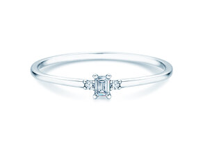 Engagement ring Vivid Petite Emerald Cut in 14K white gold with diamonds 0.10ct G/VS