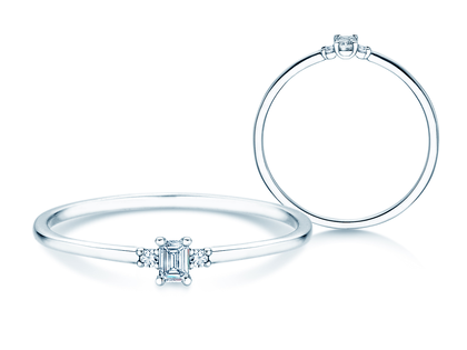 Engagement ring Vivid Petite Emerald Cut in 14K white gold with diamonds 0.10ct G/VS